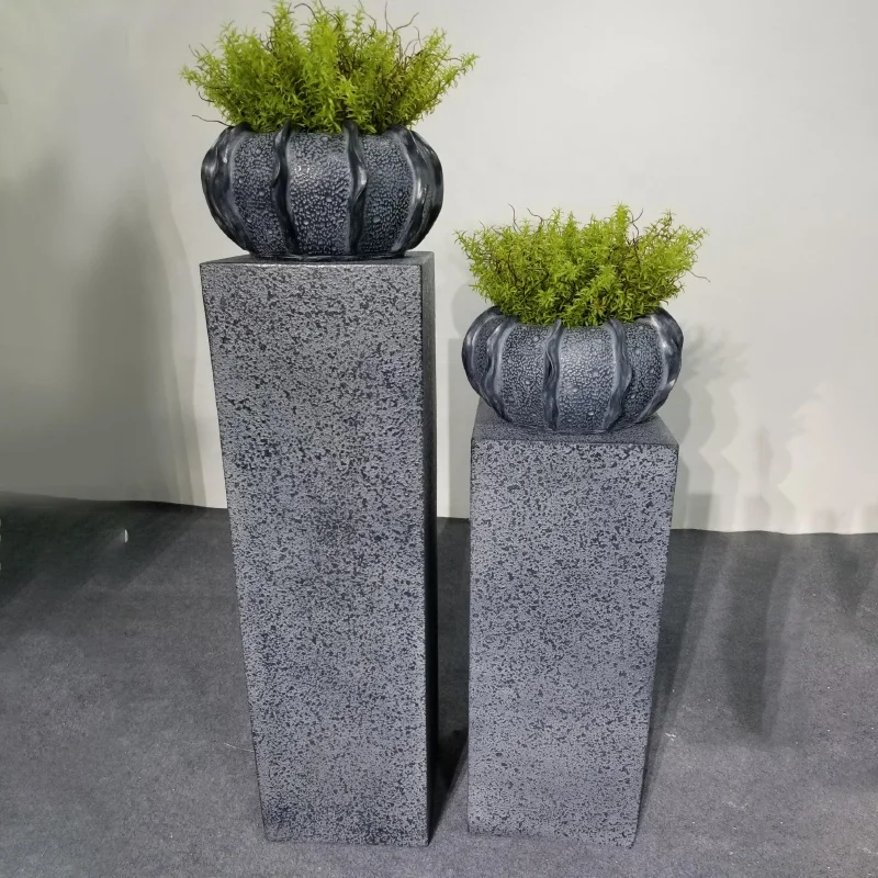 

Outdoor Landscape Design Flowerpots Tall Pillars With Small Vase Decorate Hotel Home Glass Steel Pots, Customized color