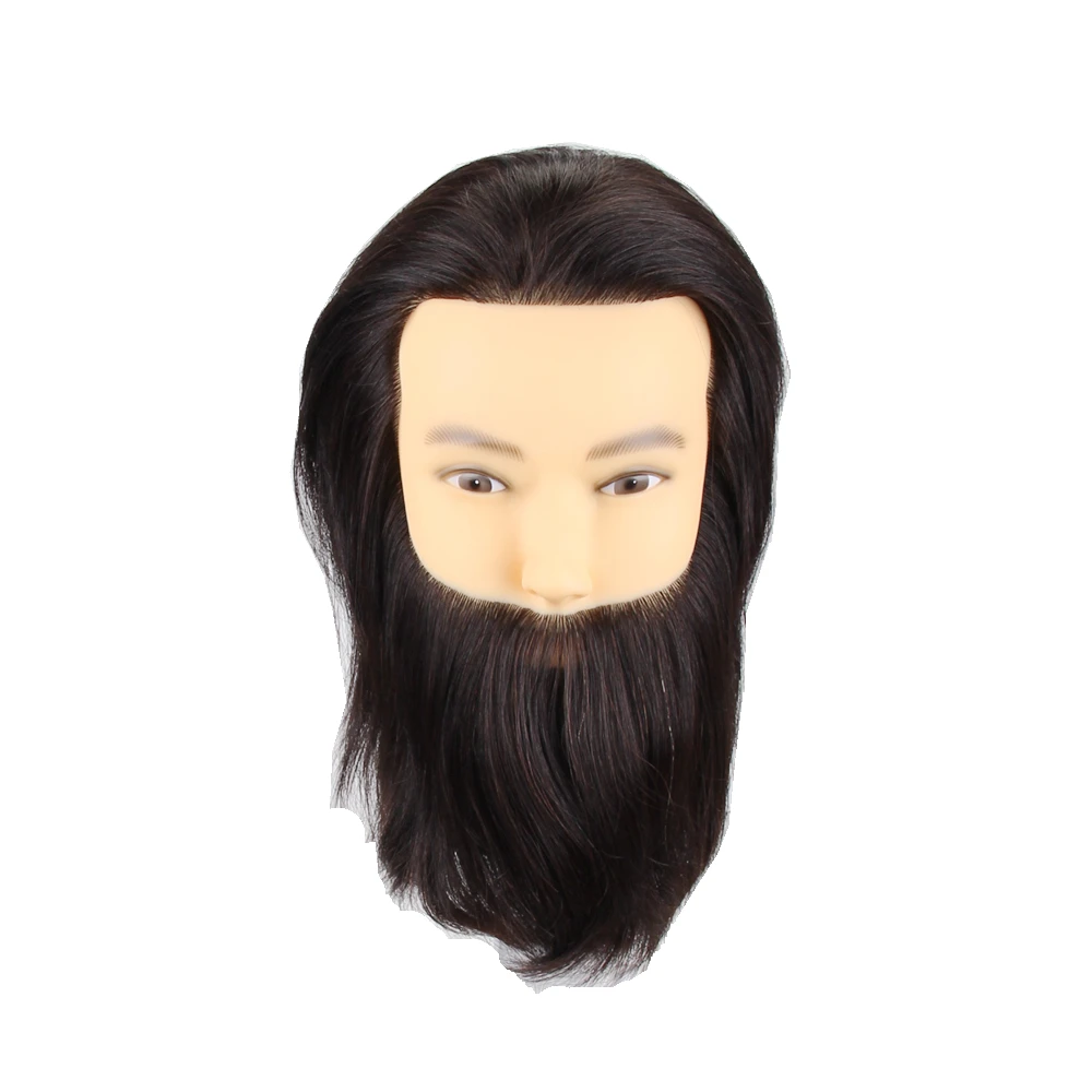 

10" 100% Human Hair Male Mannequin Training Head With Beard Hairdressing Head With Human Hair Mannequins for Sale, 1b#