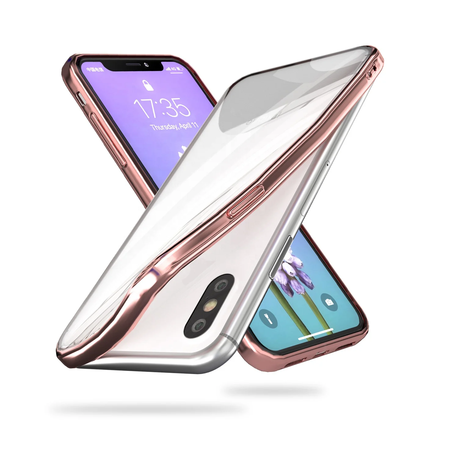 Clear Ultra Slim Cover with Plating Edge Flexible Premium Soft TPU Case for iphone X,for iphone XR Electroplate case