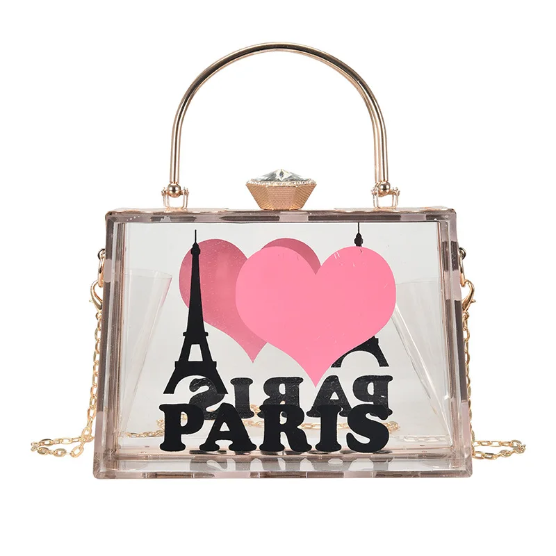 

BM9287 Evening Bag Luxury Transparent Acrylic Party Women's Handbags Clear Purses Shoulder Chain Bag Box Shape Designer Bags