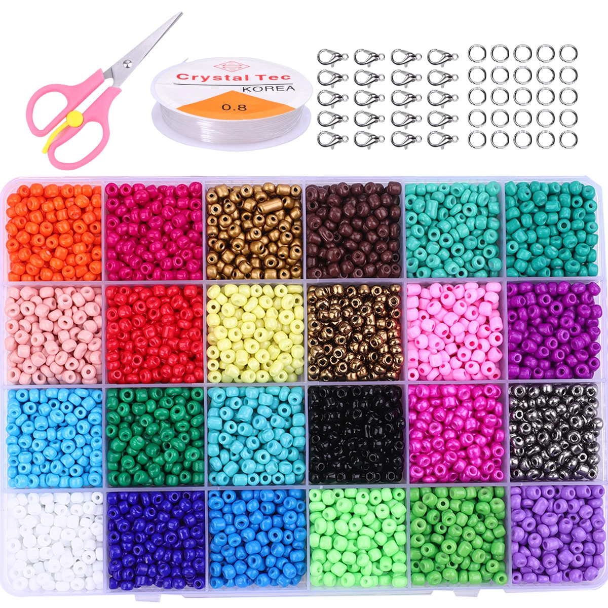 

Box Set  Glass Seed Beads Charm Crystal Spacer Glass Beads For Jewelry Making Rings DIY Handmade Accessories Bead Kit