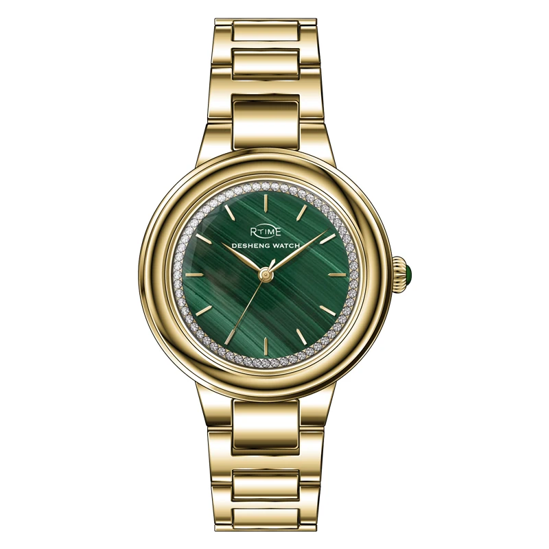 

Rtime online wholesale high quality stainless steel quartz movement crystal dial lady watch