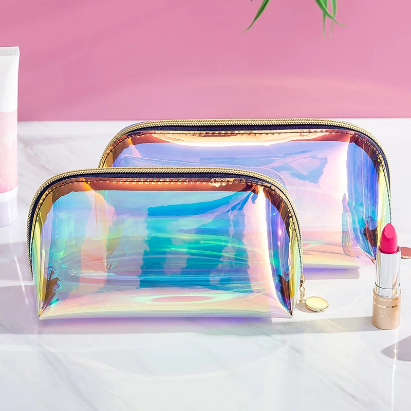 

Makeup Pouches Zipper Toiletry Wash bag PVC Laser Cosmetic Bag, Customized