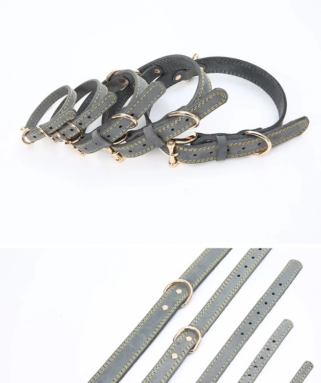 

Rose gold metal cow real leather dog collar luxury dogcat collar