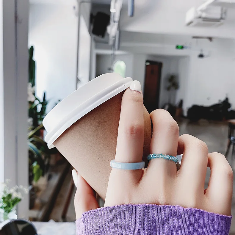 

New Set Ring Korean Fashion Acrylic Simple Ring Geometry Unmounted Women's Index finger ring, Color