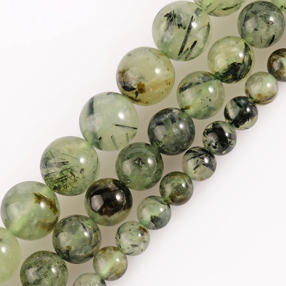 

New Design Wholesale 6/8/10MM Round Smooth Natural Green Prehnite Stone Beads for Jewelry DIY 15''