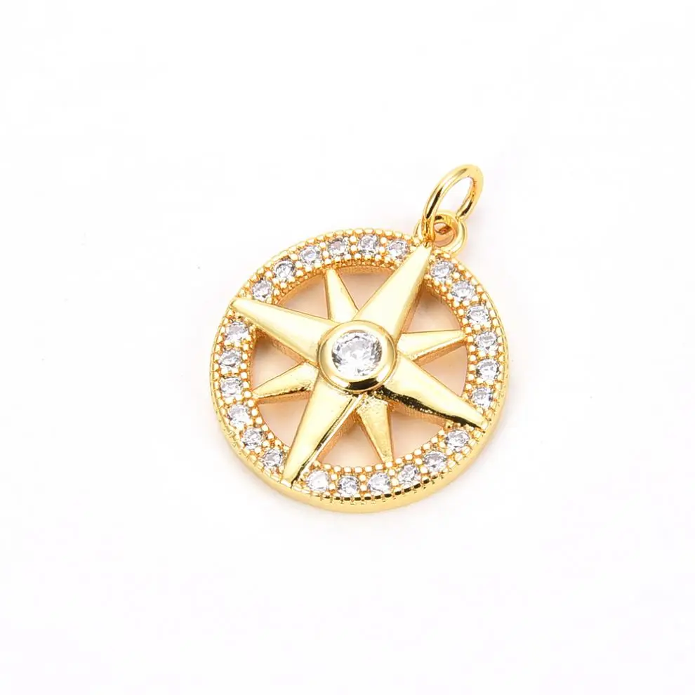 

Colorful Shiny Classic Personalized Compass Girls Wedding Bohemia Party Stainless Steel Alloy Brass Pendants Charms, Green