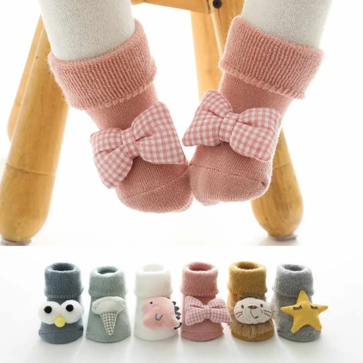 

Wholesale Winter Thick Fuzzy Warm Baby Socks 3D Cartoon Doll Anti-slip Baby Floor Socks, Picture shown