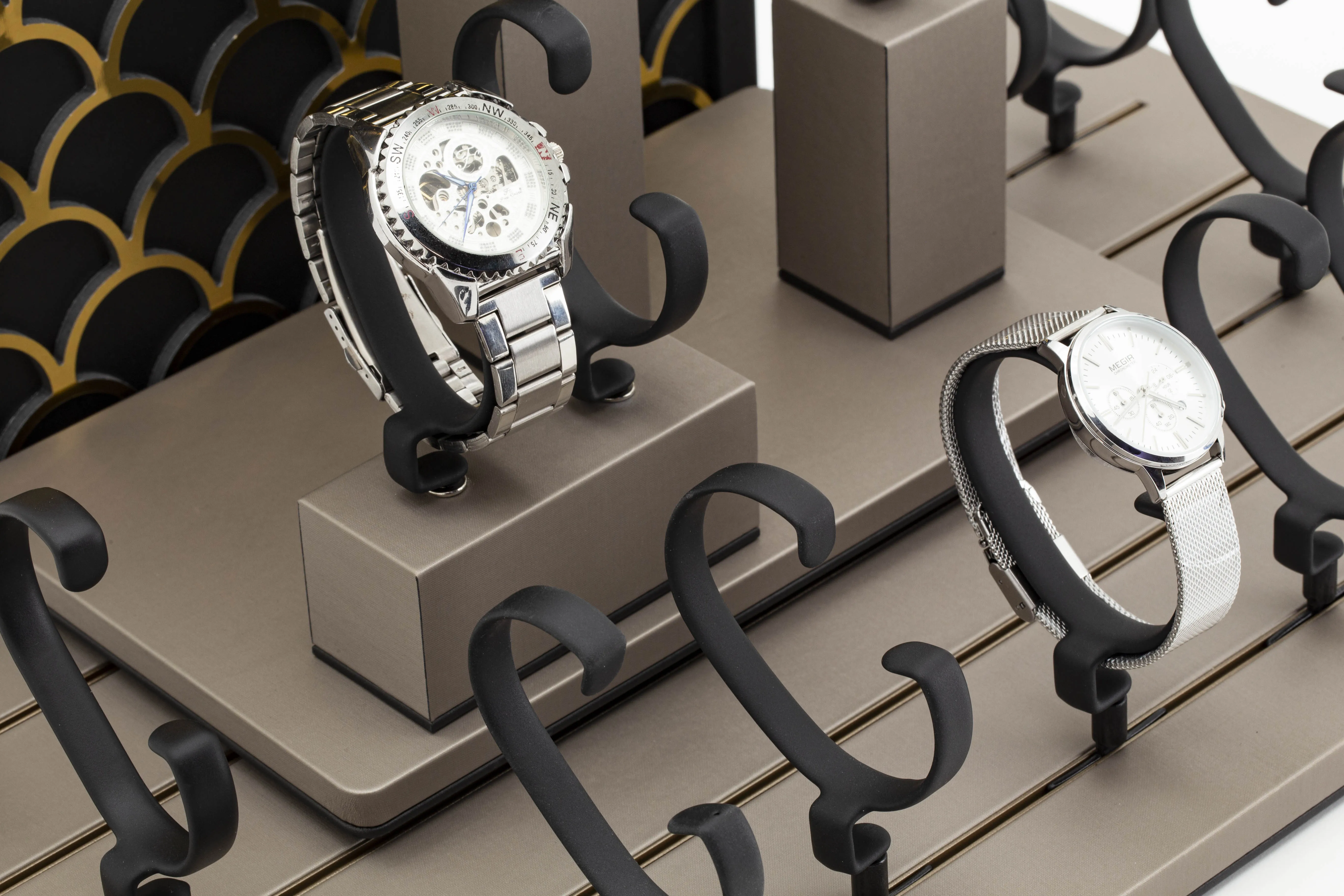 Case Smart Showcase Counter Wood Tray Acrylic Rack Wrist Luxury Leather