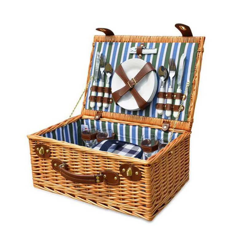 

Hot sale handmade willow picnic basket set for 4 person, Picture show