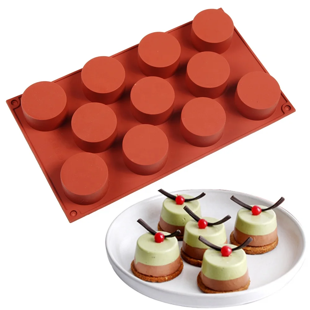 

11 Cavities Cylindrical Fondant Silicone Mold Cupcake Mousse Pan DIY Pastry Pudding Cookie Cake Jelly Muffin Chocolate