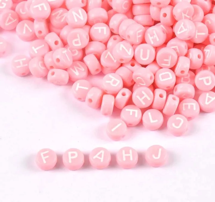 

3600pcs  Mixed pink Acrylic Alphabet/Letter Round Beads For Jewelry Making DIY craft, Picture shows