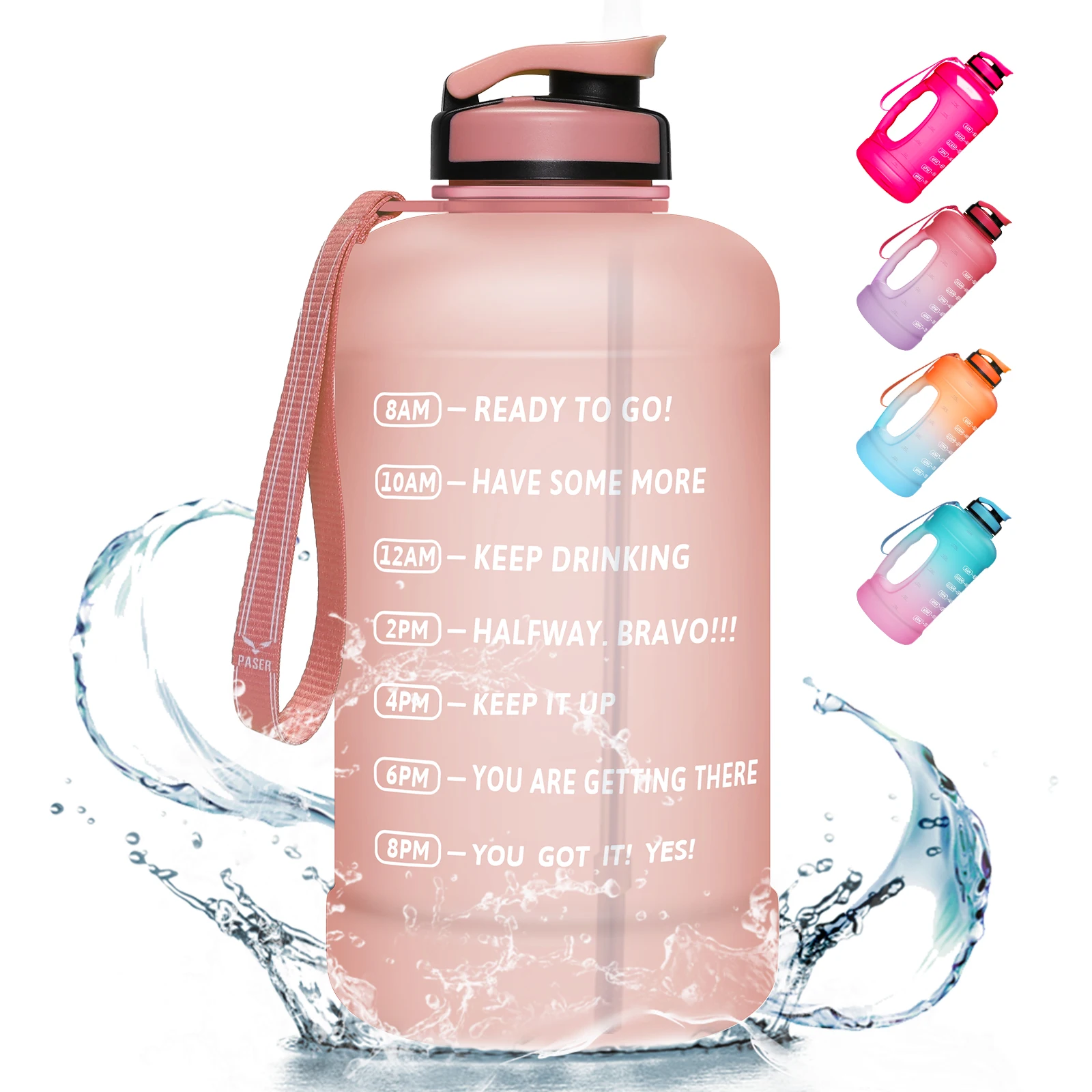 

BPA Free Leakproof 64oz Tritian Frosted Portable Reusable Fitness 2.2L Sport Motivational Water Bottle with Time Marker & Straw, Customized color