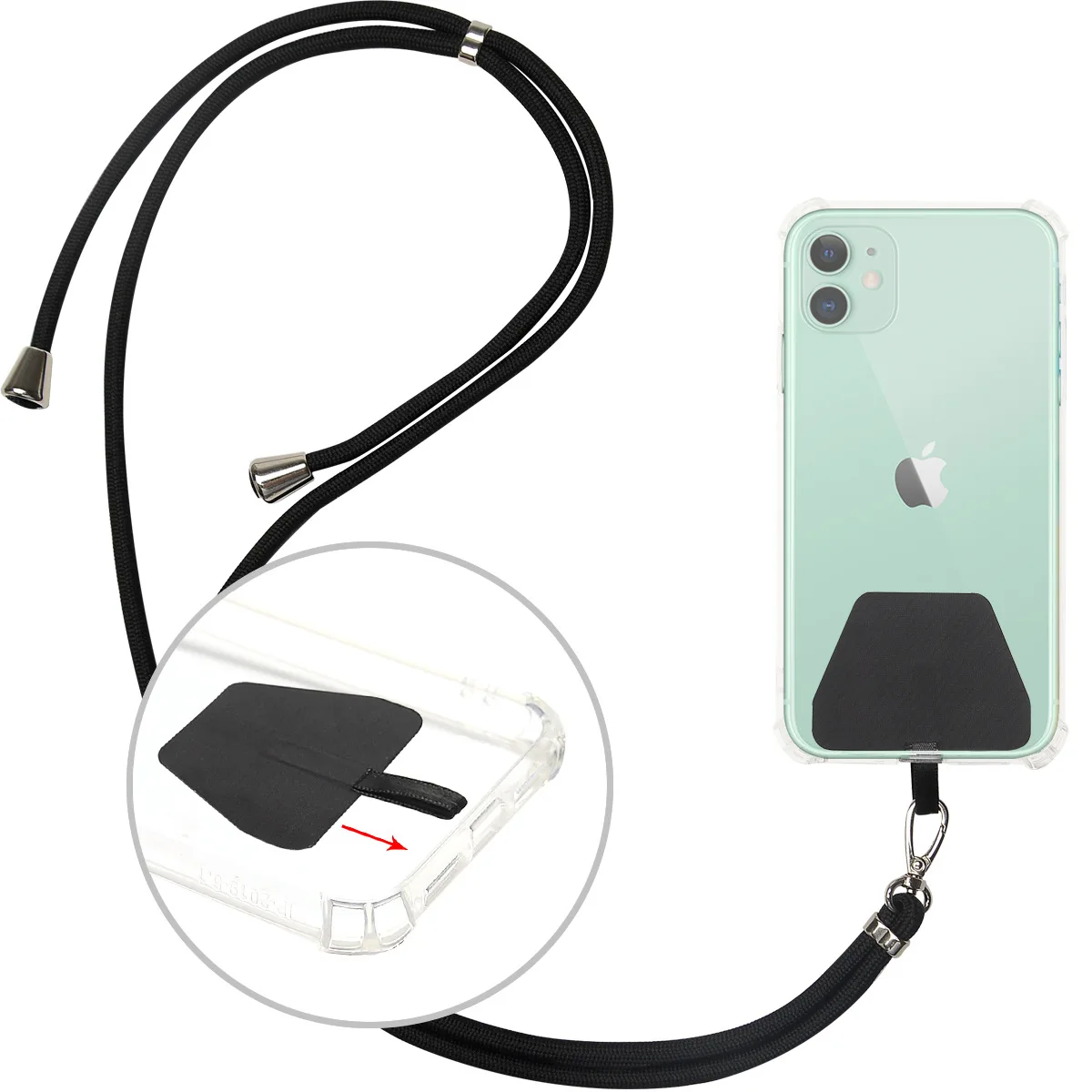 

Universal Mobile Phone Lanyard Adjustable Hanging Neck Shoulder Nylon Strap Rope With PVC Connector Pad Matched All Smartphone