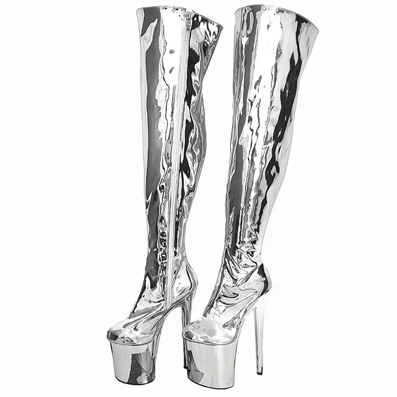 

Women Pole Dance Shoes Lady Pole Fitness Long Boot Sexy Ladies Nightclub Knee High Boots, Black,gold,silvery