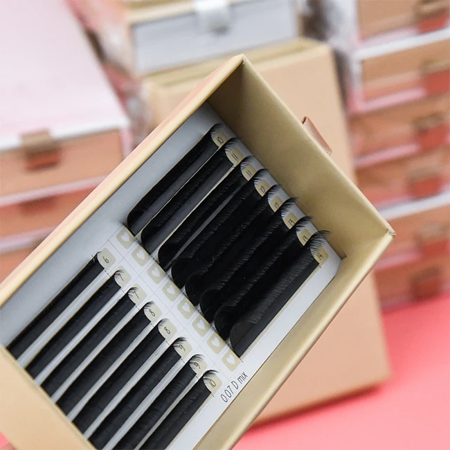 0.05 Dark Matte Cashmere Volume Korean Mink Silk Korean PBT Private Label Eyelash Extensions Supplies Wholesale Trays Vendor