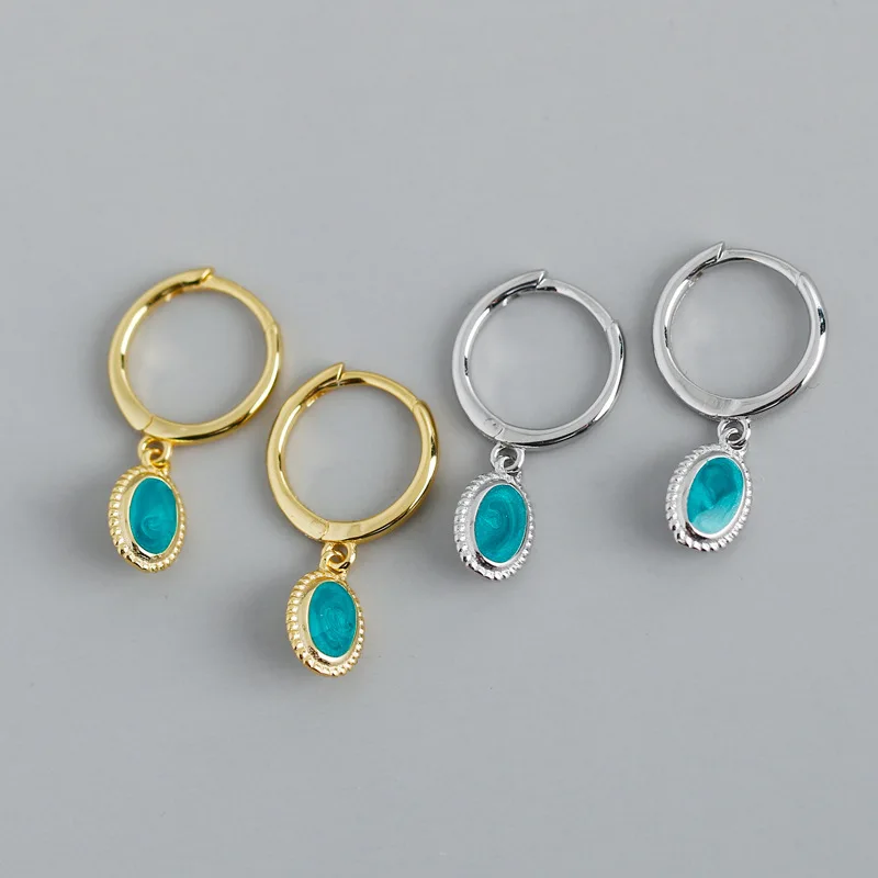 

925 sterling siiver gold plated emerald hoop earring