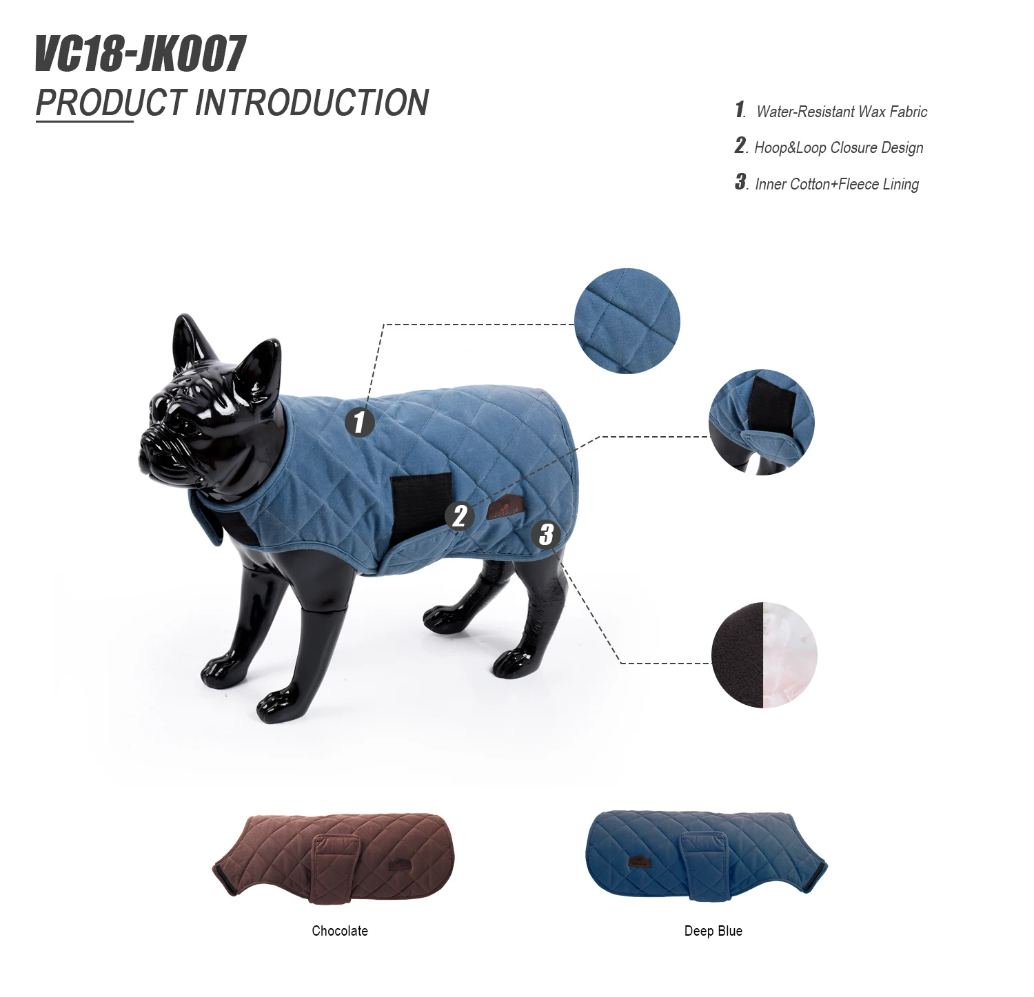 Wholesale Pet Apparel Waterproof Wax Dog Coat Jacket With Inner Fleece