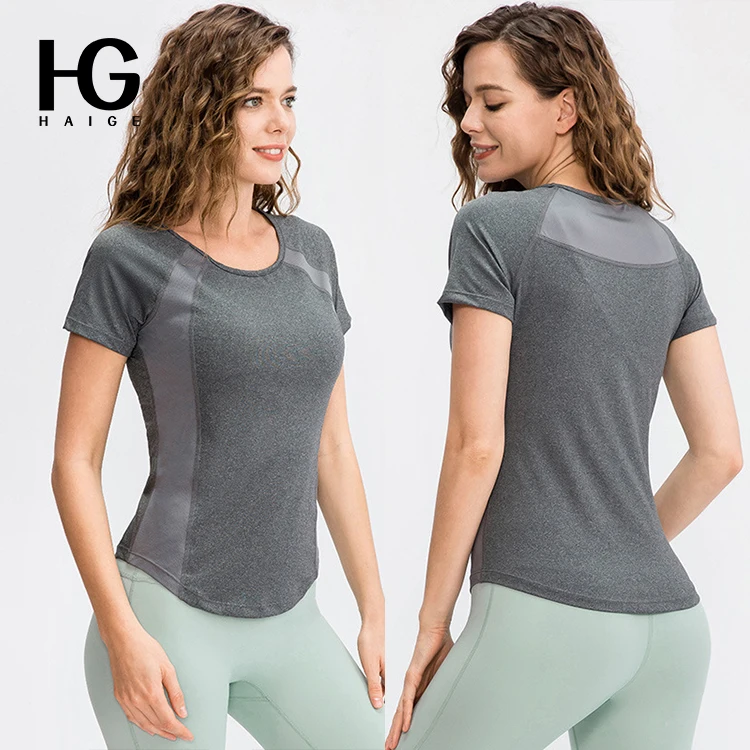 

Ladies Tight-Fitting Yoga Sports T-Shirt Mesh Breathable High Stretch Quick-Dry Running Fitness T-Shirt Yoga Top Workout T-Shirt