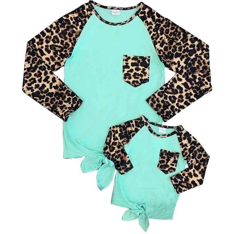 

Wholesale mommy and me leopard shirt custom adult floral Raglan icing ruffle girls raglan shirt for adult