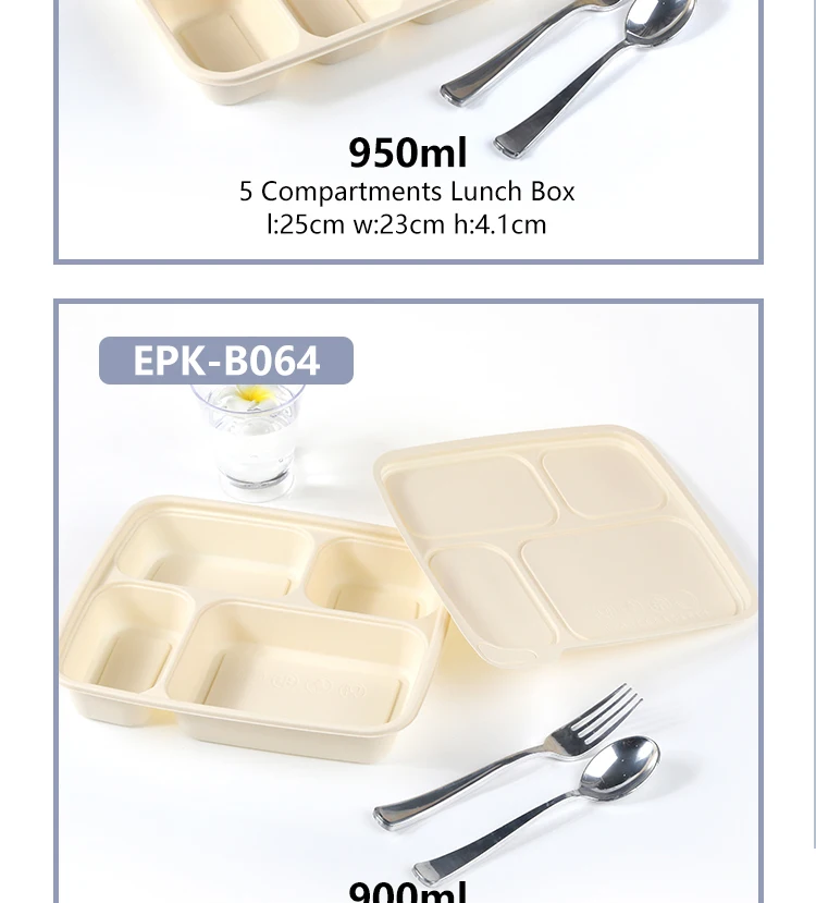 Microwave Safe Compostable Takeaway Food Container Disposable Corn Starch Plastic Bento Lunch Box