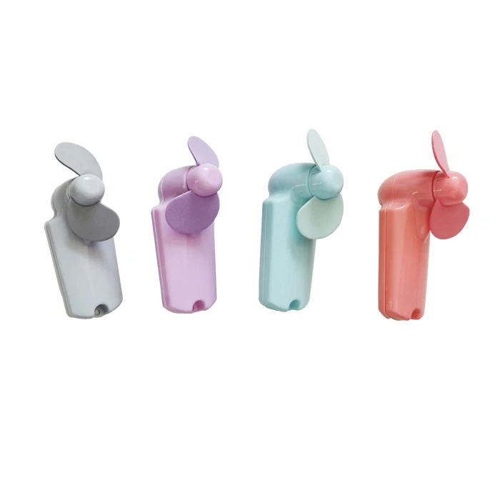 

Hot Sale Plastic Portable Outdoor Mini Handheld fans With 2XAA Battery Summer Fans For Travelling and camping, Grey,blue,coral&purple