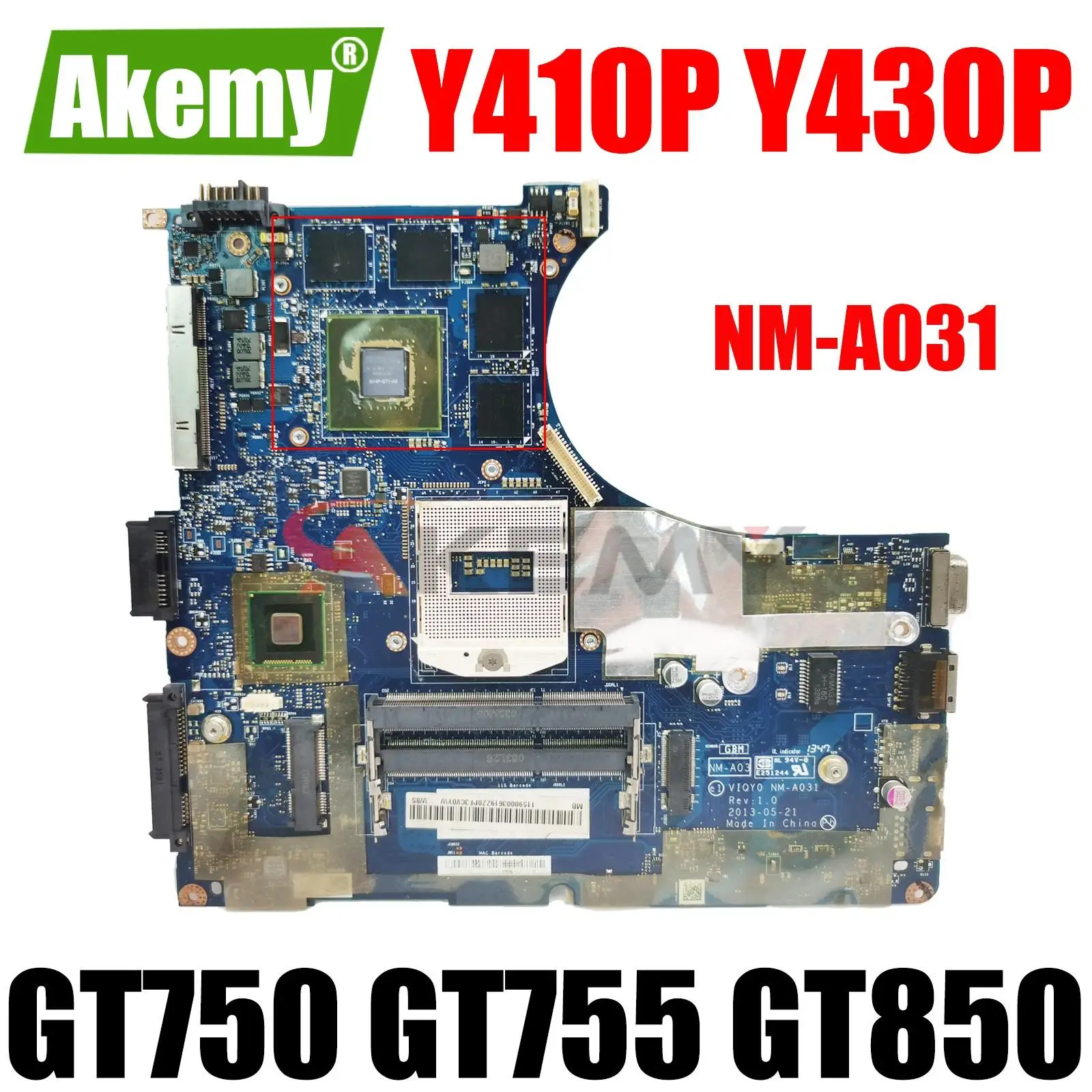 

For Lenovo Y410P Y430P Laptop Motherboard VIQY0 NM-A031 Motherboard PGA947 HM87 GPU GT750 GT755 GT850 2GB Tested 100% working