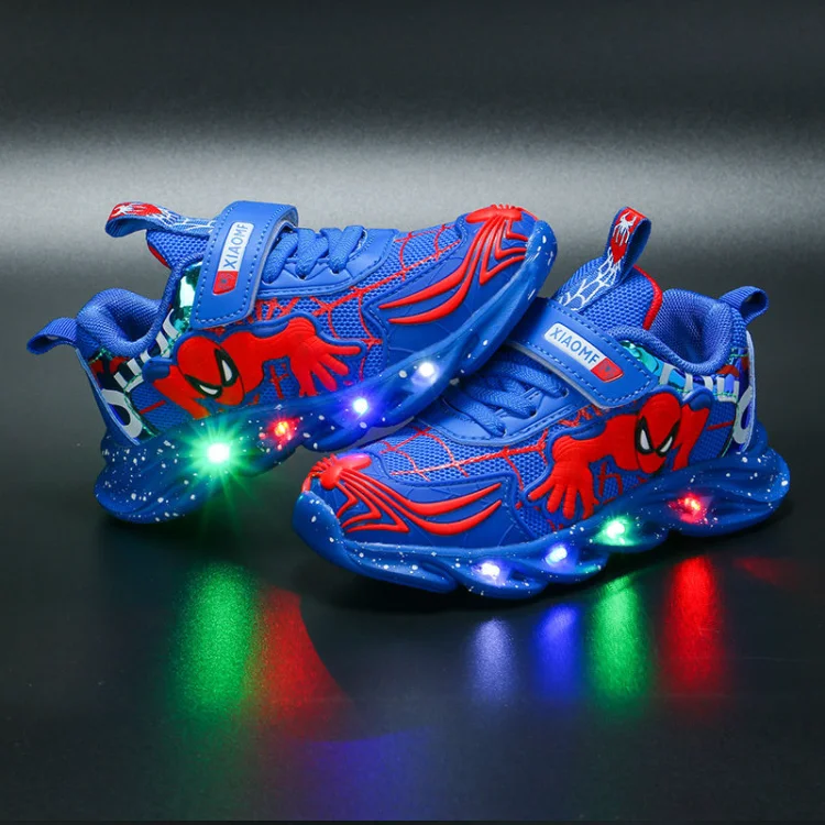 

Hot Selling Designers Casual Running Spiderman Flashing Light Up Led Children Sport Boy Girls Baby Kids Shoes spider men shoes, As picture and also can make as your request