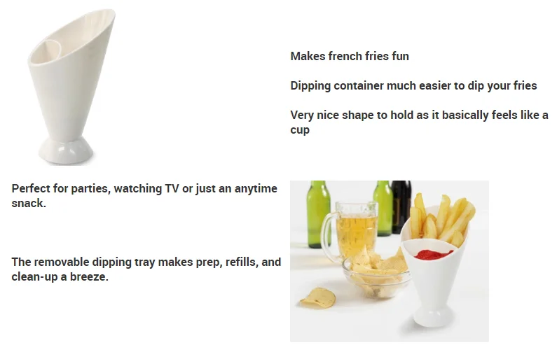 2021 Hot Sale 4-pack French Fry Cone Dipping Cups/BPA free French Fries and Veggies /Removable Dip Cup
