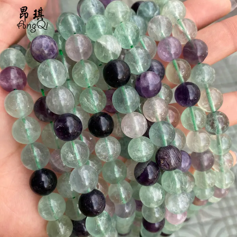 

Wholesale Natural Green Fluorite Quartz Beads Round Gemstone Loose Beads For Jewelry Making