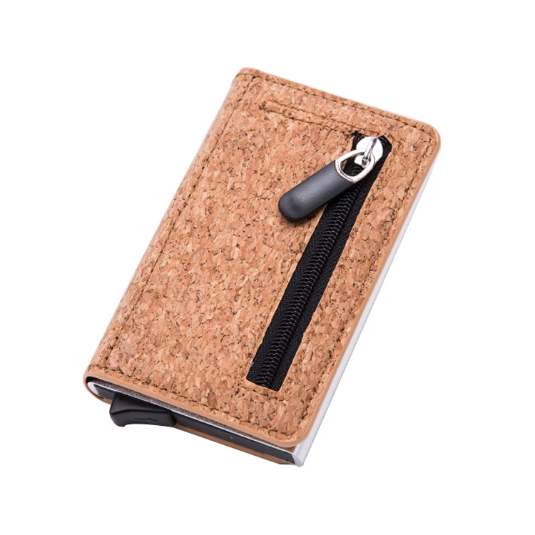 

2021 new design RFID cork color card holder wallets for sale, Black, carbon black, crocodile black, blue, cork