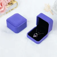 

Popular Logo Printed Stock Jewelry Gift Box For Earrings Bracelet Necklace Insert Custom Soft Pink Velvet Ring Jewelry Box