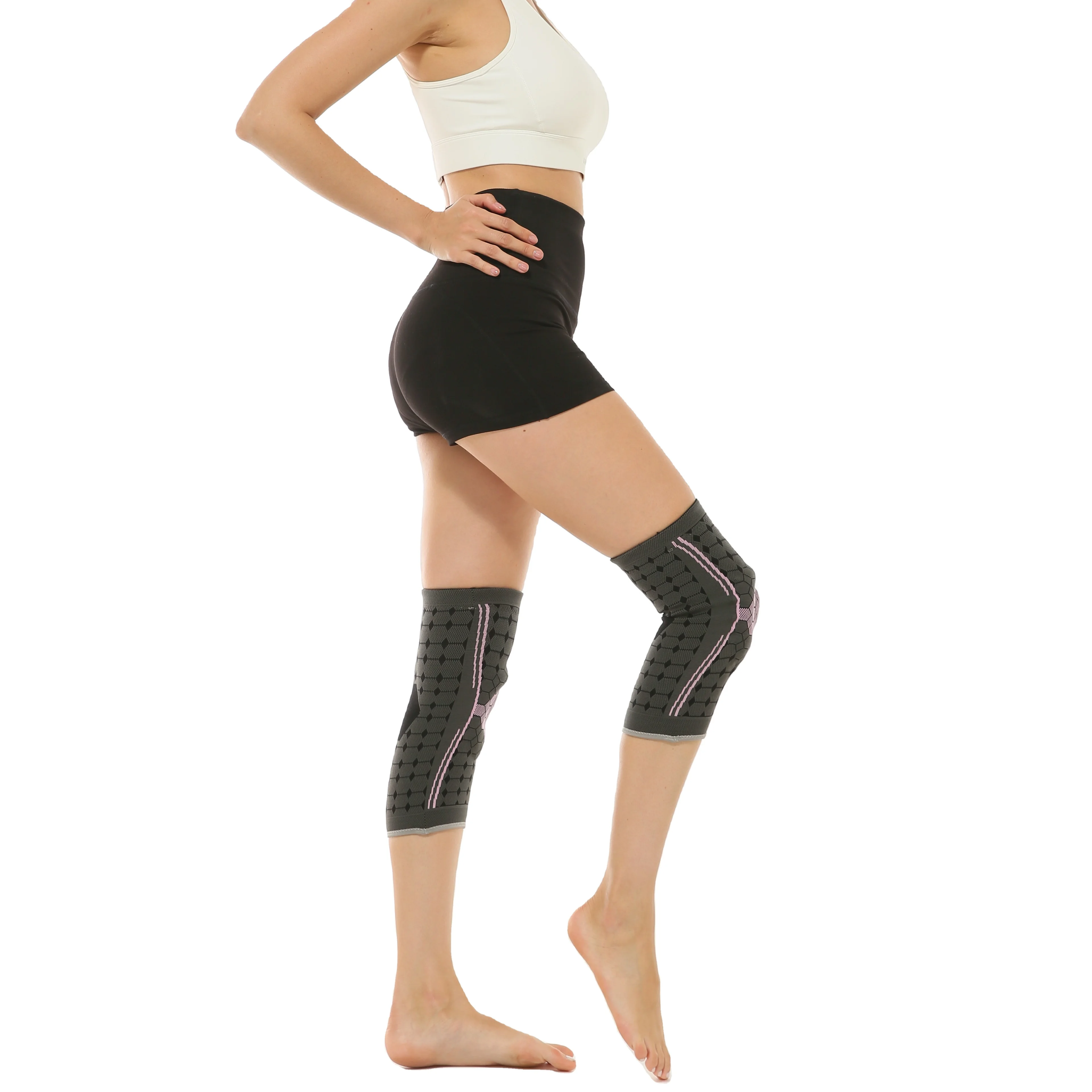 

Nylon compression volleyball kneepads knee pads sleeves with silicone gel pad knee support for injury recovery