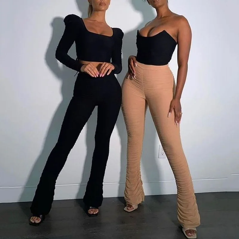 

2021 fashion new designs pleated women ladies casual trousers pants