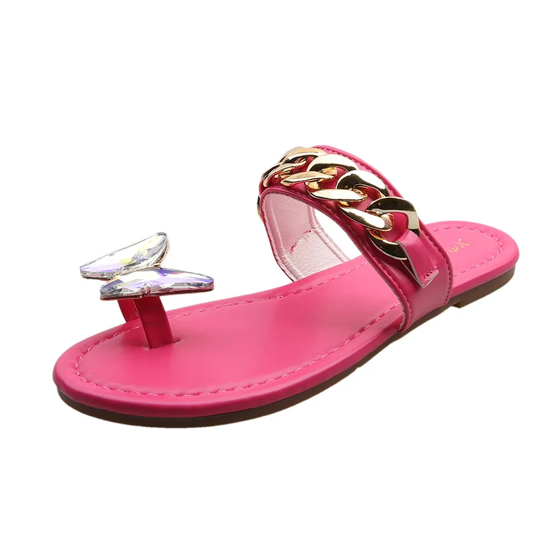 

Wholesale 2021 new summer butterfly diamond women sandals light-weight and hard-wearing flat slippers for women, Customized color