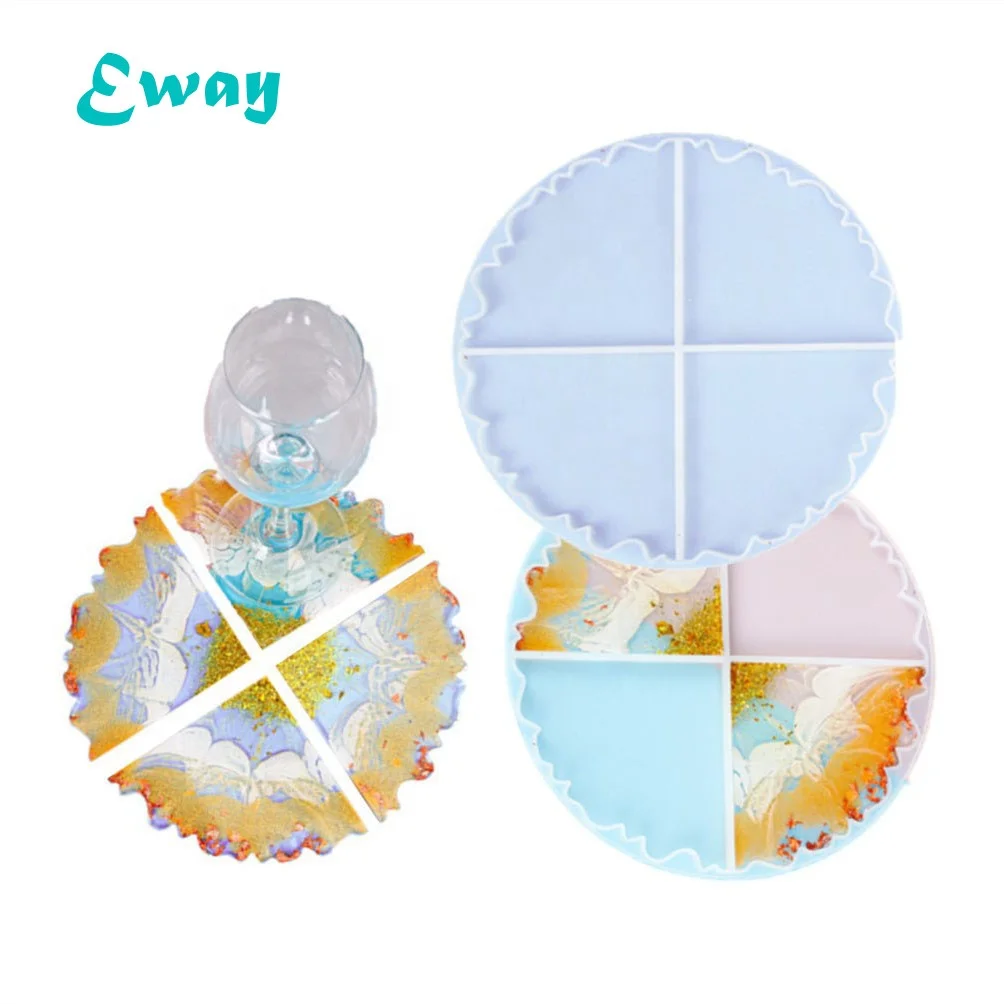 

Hot sale in 2021 Wave Silicone Coasters Molds Uv Epoxy Resin Tray Cup Mat Mould For Diy Crafts Table Decoration Supplies, White