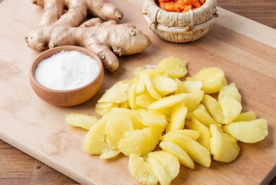 Close-up of mature ginger root with fibrous texture suitable for switchel preparation
