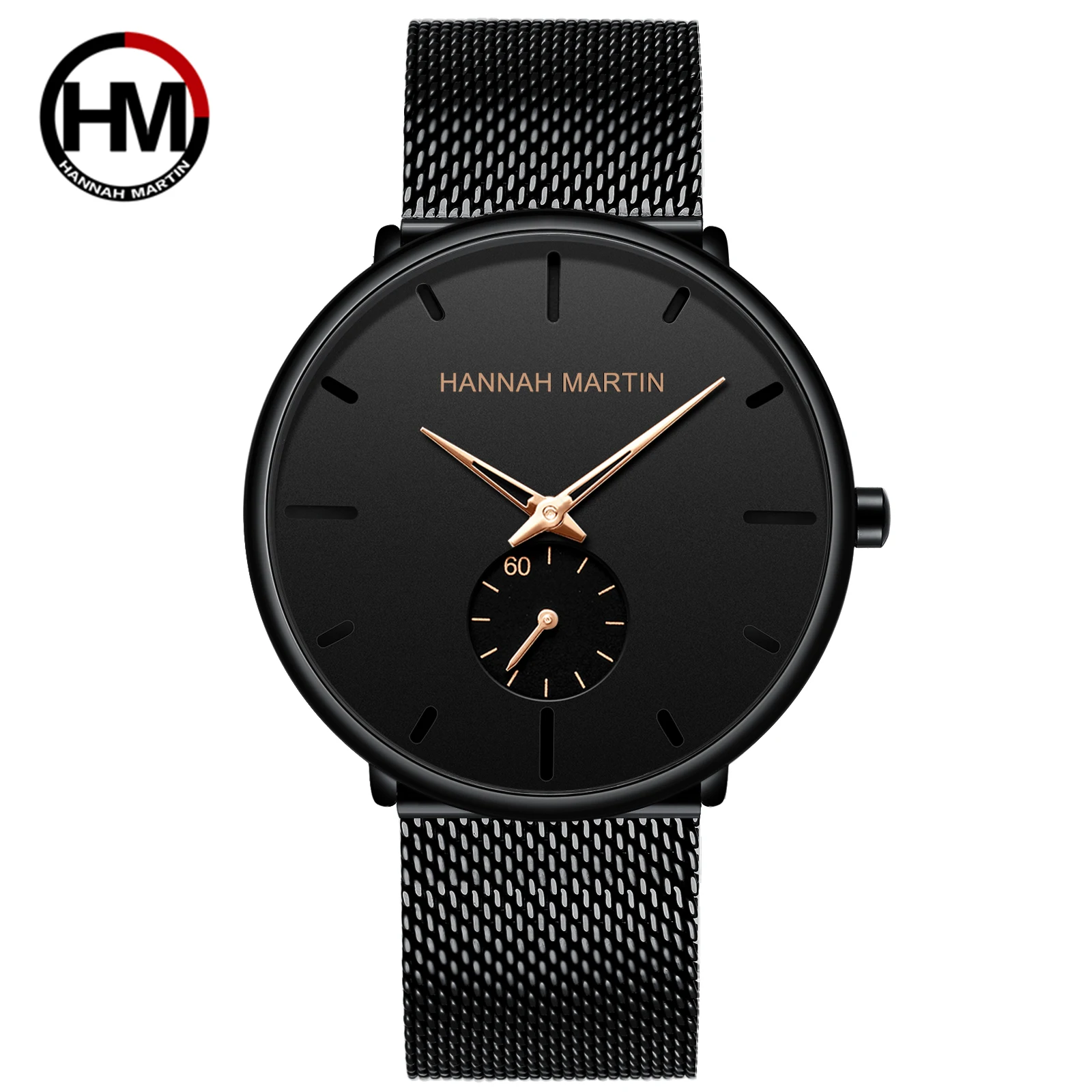 

Hannah Martin 2140 Fashion Ultra Thin Casual Slim Mesh Steel Waterproof Mens Minimalist Quartz Wrist Watches Relojes de cuarzo