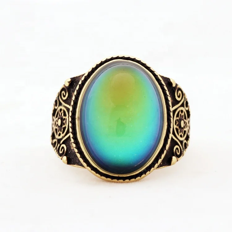 

Online Hot Sale Womens Antique Gold Plated Metal Mood Stone Ring MJRG004