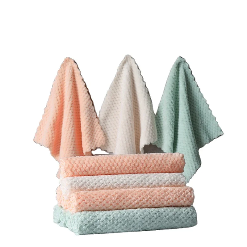 

Soft Microfiber Kitchen Towels Super Absorbent Dish Cloth Anti-grease Wiping Rags Non Stick Oil Household Cleaning Towel