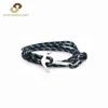 Knitted rope Silver Black Anchor Bangle Bracelet Jewelry