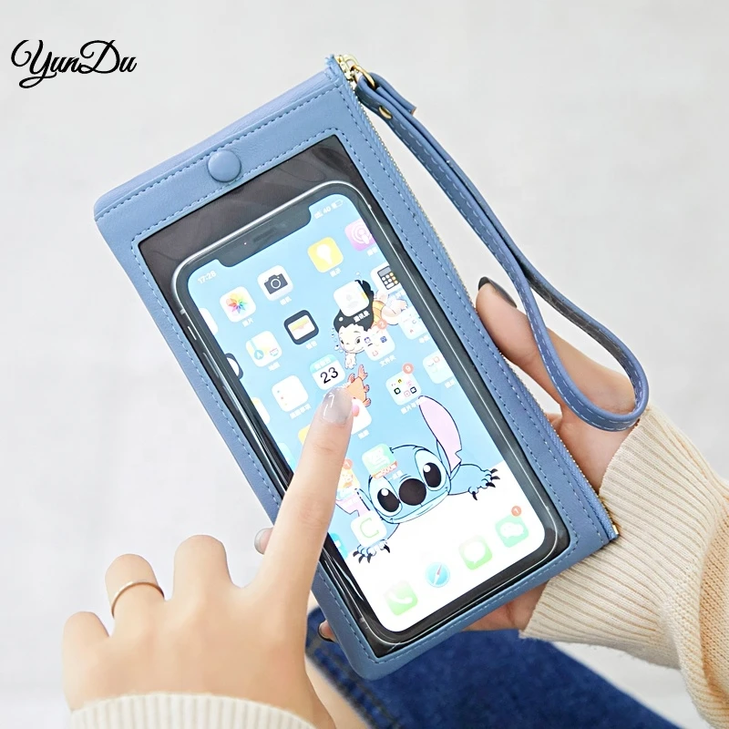 

2021 new ladies purse touch screen bag phone wallets for women fashionable leather Coin Purse minimalist wallet women