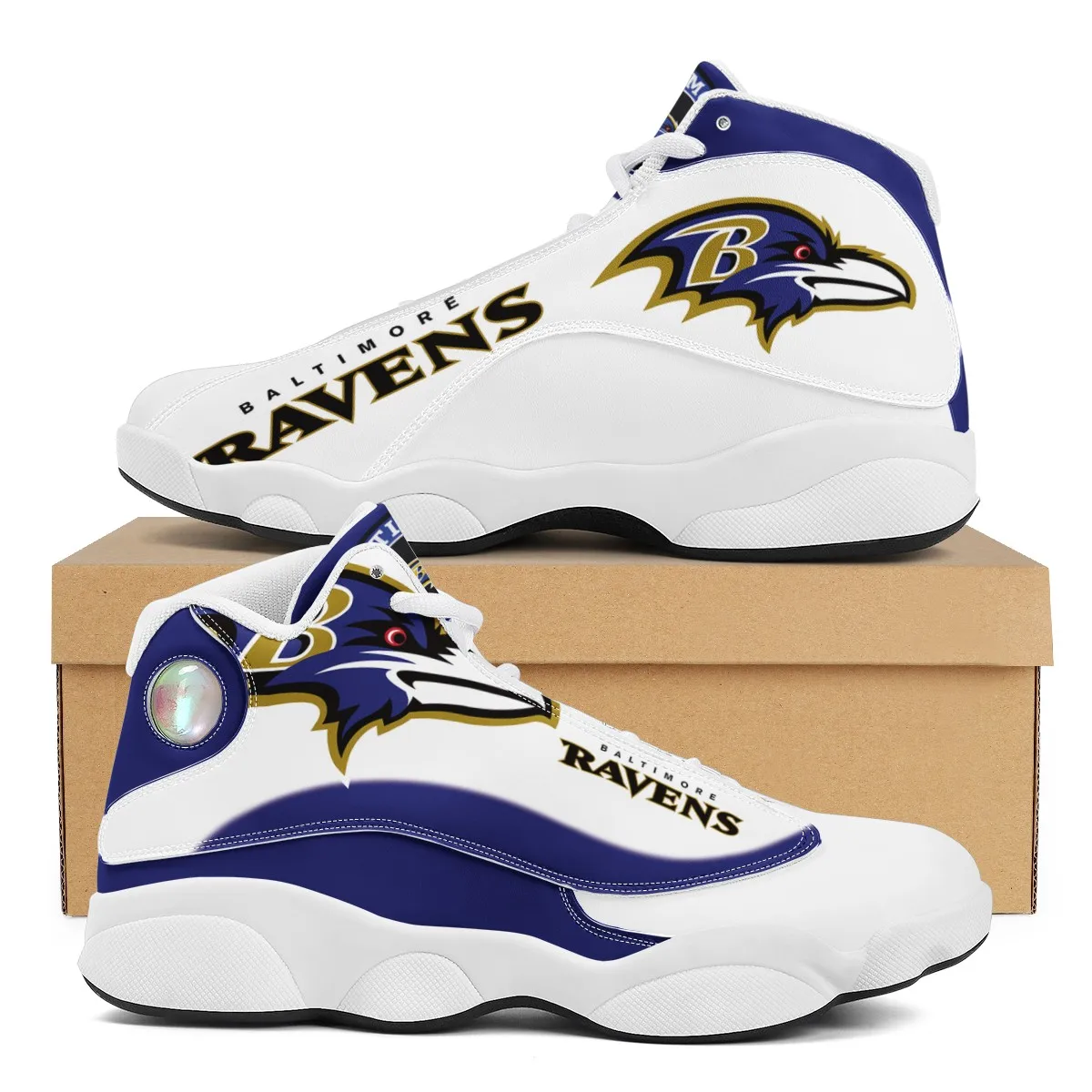 

Wholesale NFL Ravens Custom Name Print Logo Design Sport Fashion Sport Sneakers Unisex Breathable Football Team Casual Shoes