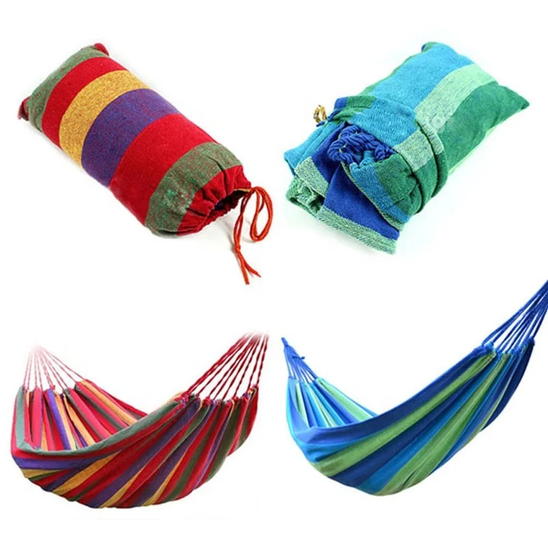 
Cheap Portable Outdoor Hammock Garden Sports Home Travel Camping Swing Canvas Stripe Hang Bed Hammock 180*80cm 