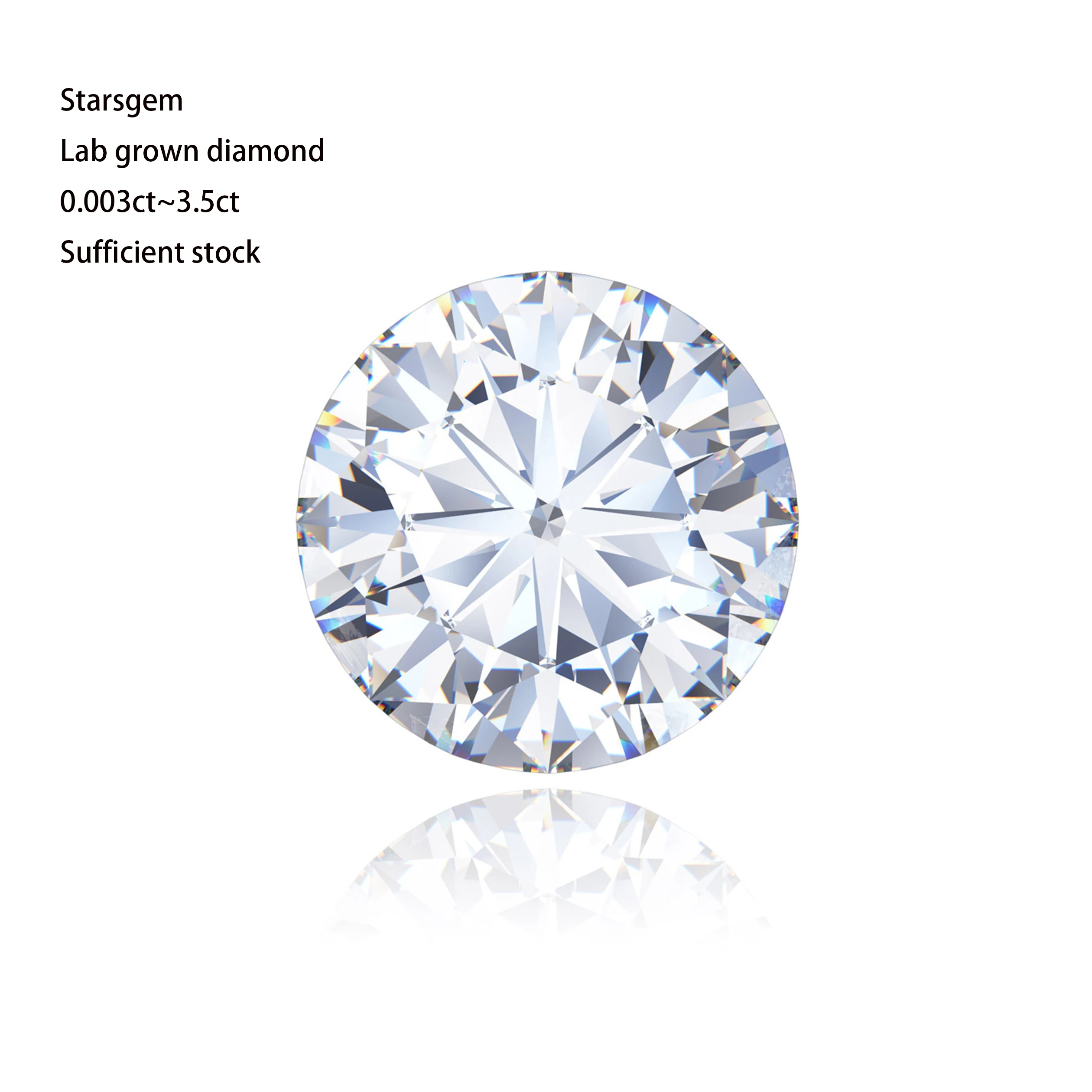 

Stasrsgem High Quality Super White Color Vvs Clarity Cvd /hpht Polished lab grown diamond 2 carat