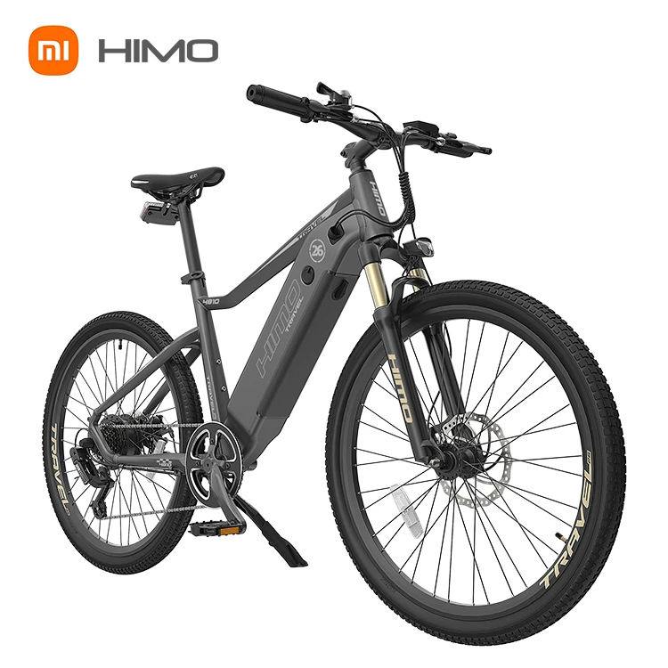 

XIAOMI HIMO C26 250w 48v 26 Inch Fat Tire 7 Speed Suspension City Electric Mountain Bicycle Bicicleta Electrica E Bike Ebike, White/ grey/ red