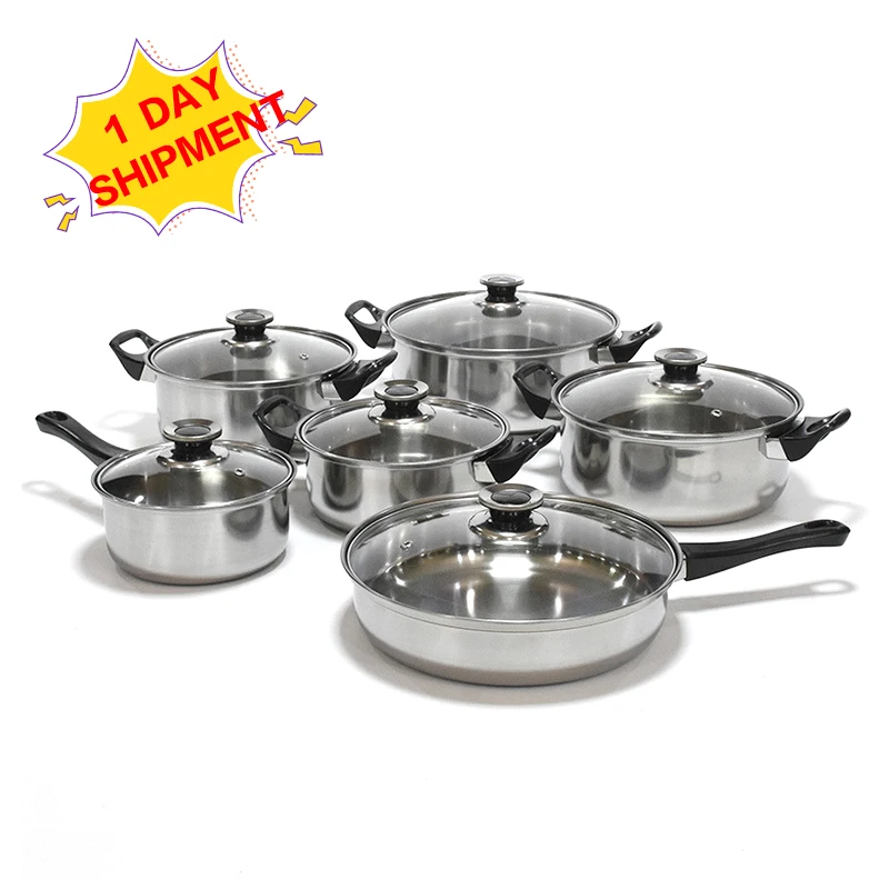 

5 Ply 12Pcs Stainless Steel Technique Products Non Stick Kitchen Cooking Pot Casserole Soup & Stock Pots Cookware Sets For Kids, Customized color