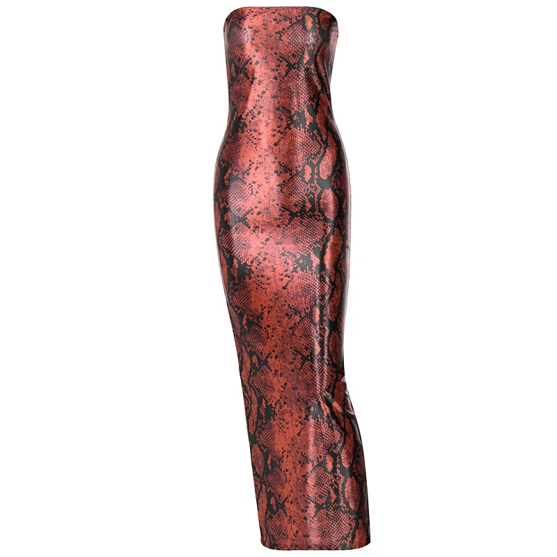 

New Arrival Summer Evening sleeveless dresses Colorful Snakeskin patterns Club strapless Sexy Evening close-fitting Dress