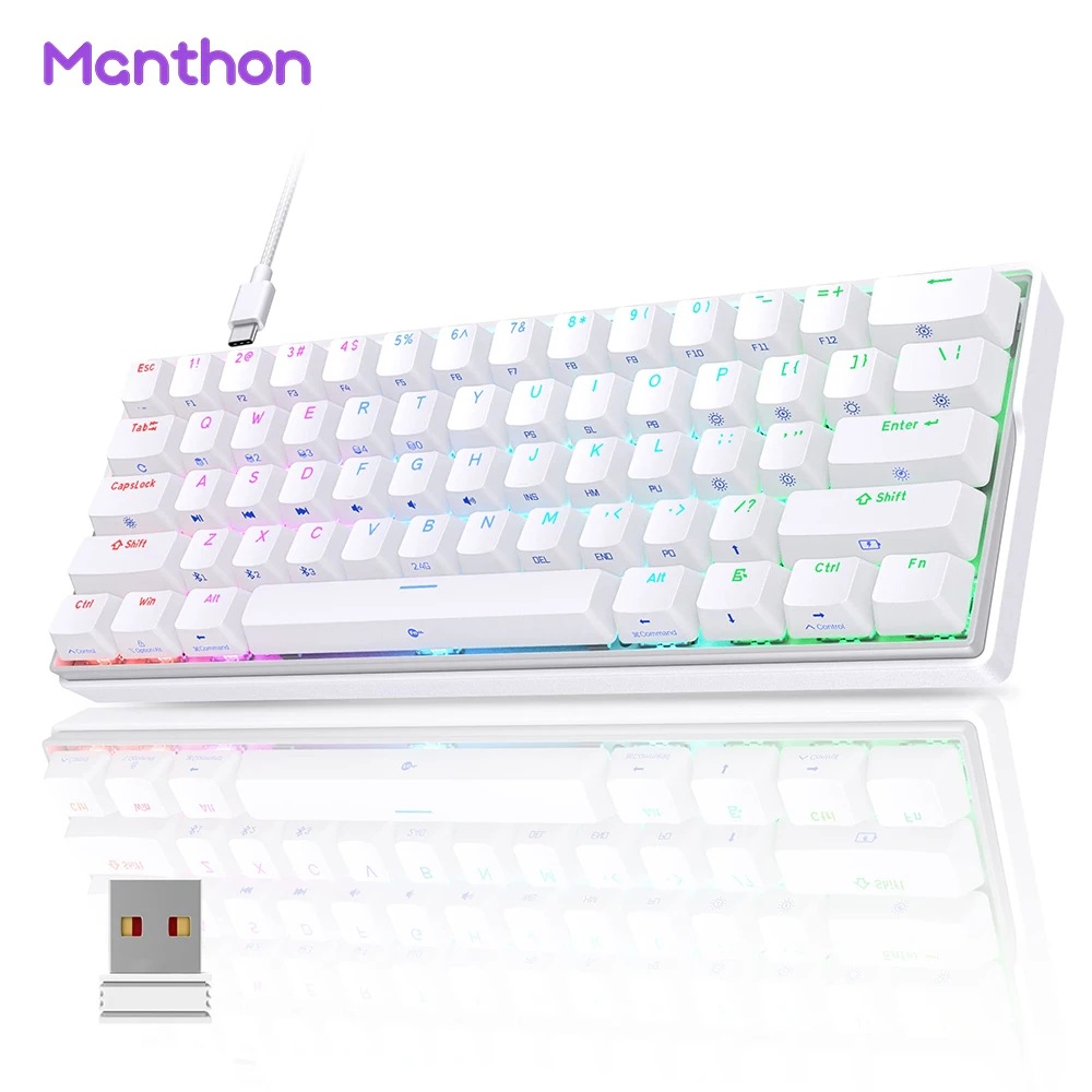 

Custom 2.4G/Type-C/BT Keyboard Hot Swappable RGB Backlit 61 Keys Mini Keyboard 60% Gaming Keyboard Wireless Mechanical Keyboard
