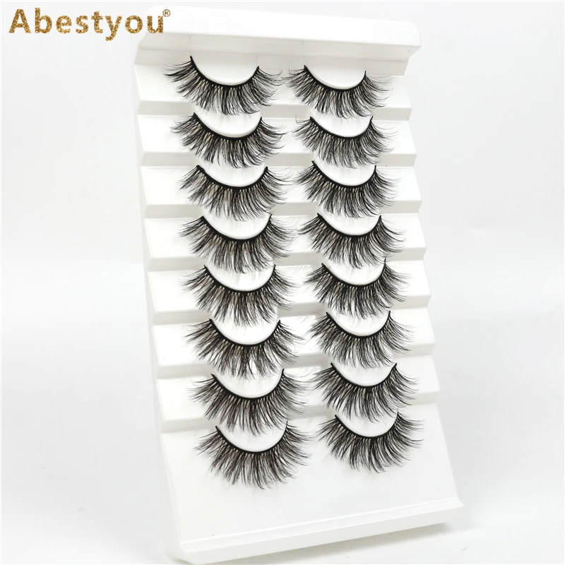 

Abestyou sale promotion 8Pairs Factory Wholesale Faux Mink False Lashes Silk Strip Eyelashes 3D Silk Eyelash